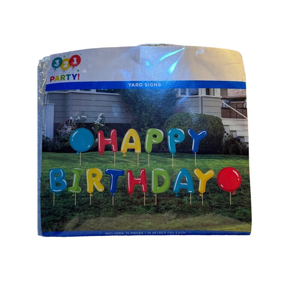 Happy Birthday Yard Sign 15 pieces 14” Tall each